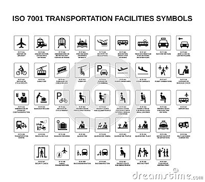 Iso 7001 transportation facilities symbols Vector Illustration