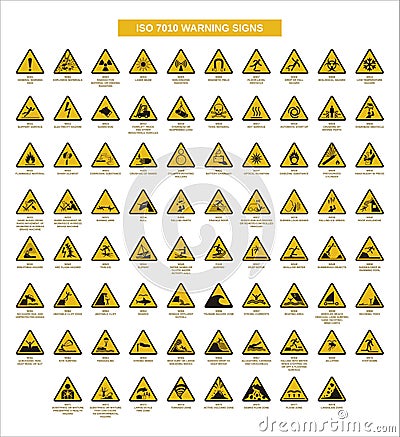 Set of iso 7010 warning signs Vector Illustration