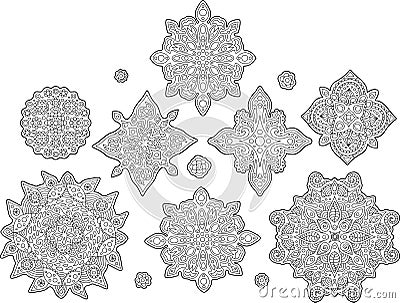 Set with isolated abstract coloring book elements Vector Illustration