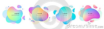 Set of isolated abstract liquid shapes, dynamic Vector Illustration