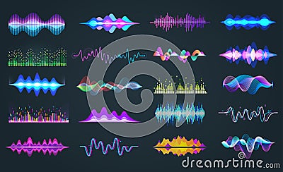 Set of isolated audio equalizer or voice frequency Vector Illustration
