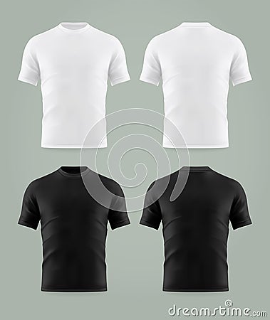 Set of isolated black and white t-shirt template Vector Illustration