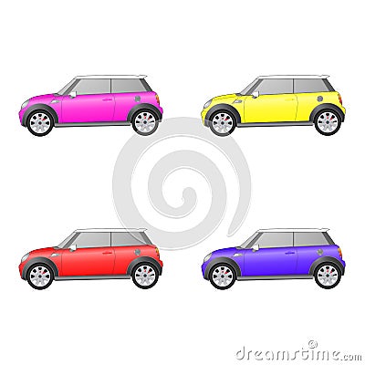 Set of isolated cars on white background Vector Illustration