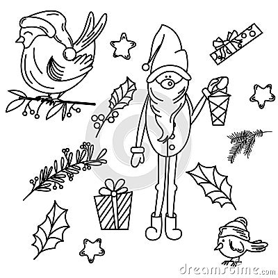 Set of isolated Christmas elements Vector Illustration