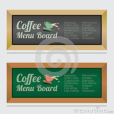 Set Of Isolated Coffee Menu Board Vector Illustration