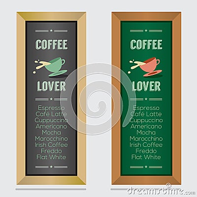 Set Of Isolated Coffee Menu Board Vector Illustration