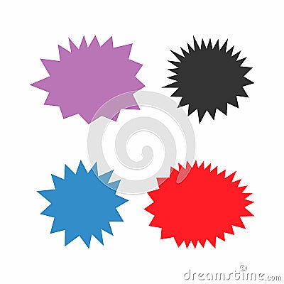 Set of isolated colored starbursts. Vector Illustration