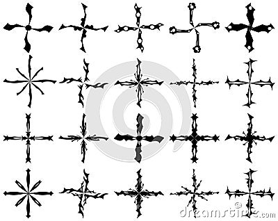 Set of isolated Crosses decorated Vector Illustration