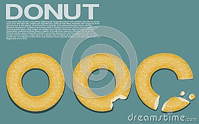 Set of isolated donut on transparent background Vector Illustration