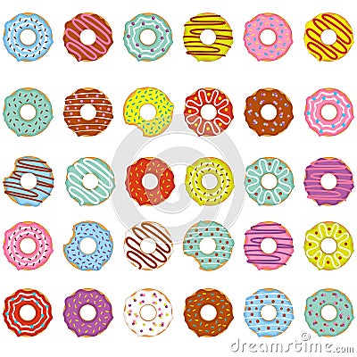 Set of isolated donuts Vector Illustration