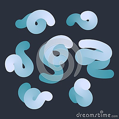Set isolated elements of holographic chameleon design. Colorful fluid paint design. Abstract gradient elements set Vector Illustration