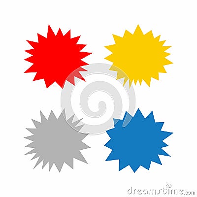 Set of isolated flat starbursts. Vector Illustration