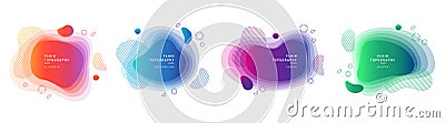 Set of isolated fluid blobs with gradient color Vector Illustration