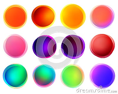 Set of isolated gradient multicolored sphere buttons Vector Illustration