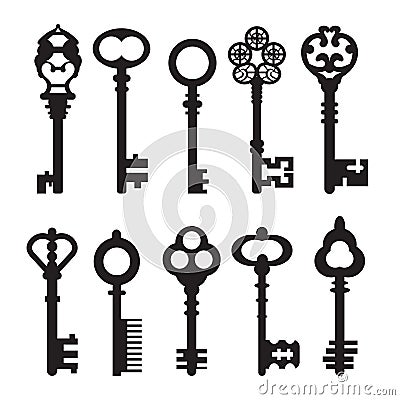 Set of isolated graphical retro keys. Vector illustration. Vector Illustration