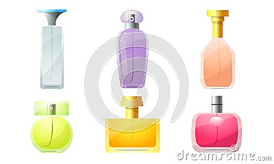 Set of colorful jars of perfume vector illustration Vector Illustration