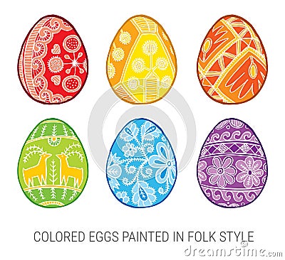 Set of Isolated Happy Easter vector eggs Vector Illustration