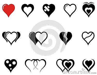 Set of hearts icons with red heart Vector Illustration