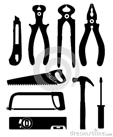 Set of Isolated Icons Building Tools for Repair. Pliers, nippers Vector Illustration