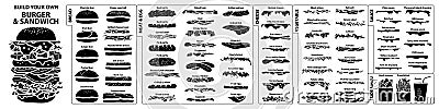 Set of isolated ingredients for build your own burger and sandwi Vector Illustration