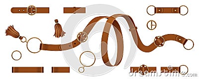 Set of isolated man and woman leather belts Vector Illustration