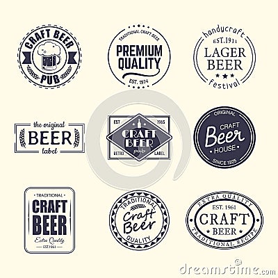 Set of isolated stickers for beer, beermat,coaster Vector Illustration