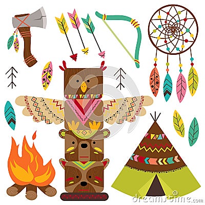 Set of isolated tribal elements Vector Illustration