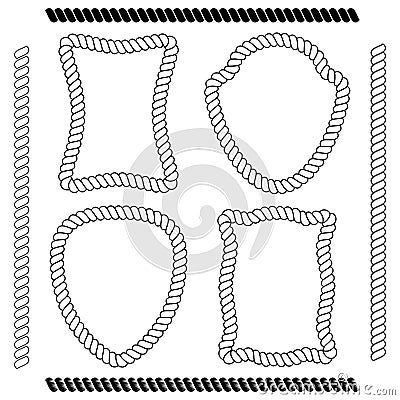 Set of isolated vector frames of rectangular shape and brushes Vector Illustration