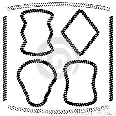 Set of isolated vector frames of rectangular shape and brushes Vector Illustration