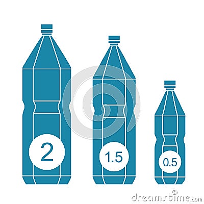 Set of isolated water bottle icons Vector Illustration