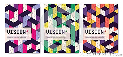 Set of isometric abstract covers, posters, background vector designs Vector Illustration
