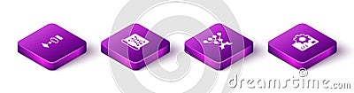 Set Isometric Algorithm, Neural network, and icon. Vector Vector Illustration