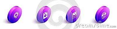 Set Isometric Camera shutter, AVI file document, Photo frame and VFX icon. Vector Stock Photo