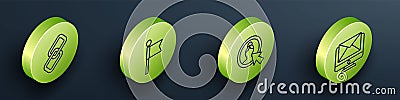 Set Isometric Chain link, Location marker, Create account screen and Monitor and envelope icon. Vector Vector Illustration