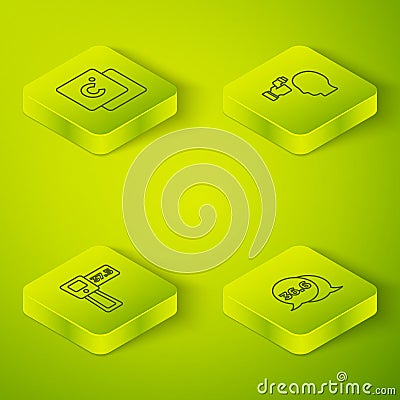 Set Isometric Checking body temperature, Digital thermometer, Medical and Celsius icon. Vector Vector Illustration