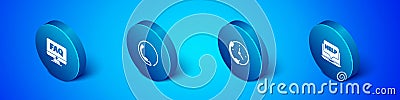 Set Isometric Computer monitor and FAQ, Telephone 24 hours support, Laptop help and icon. Vector Vector Illustration