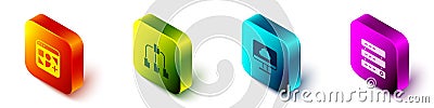 Set Isometric Different files, Folder tree, Cloud technology data transfer and Server, Data, Web Hosting icon. Vector Stock Photo