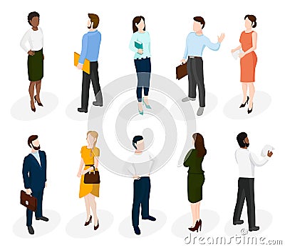 Set of isometric different people. Vector Illustration