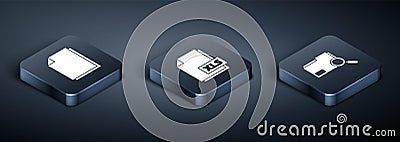 Set Isometric Document, Search concept with folder and XLS file document icon. Vector Vector Illustration