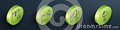 Set Isometric Envelope and check mark, Envelope, Envelope and Mail box icon. Vector Vector Illustration