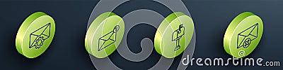 Set Isometric Envelope setting, Envelope, Mail box and Delete envelope icon. Vector Vector Illustration