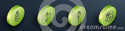 Set Isometric Firework, Decree, paper, parchment, scroll, Yin Yang and Chinese Yuan currency icon. Vector Vector Illustration