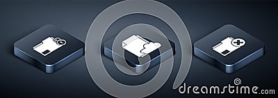 Set Isometric Folder and lock, Delete folder and Cloud storage text document icon. Vector Vector Illustration
