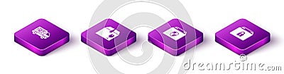 Set Isometric Free delivery service, Delivery box with fragile content, security shield and Locked package icon. Vector Vector Illustration