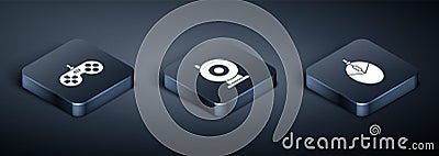 Set Isometric Gamepad, Computer mouse gaming and Web camera icon. Vector Vector Illustration