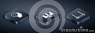 Set Isometric Head hunting concept, Router and wi-fi signal and Create account screen icon. Vector Vector Illustration