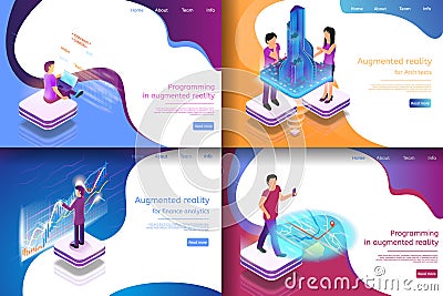 Set Isometric Illustration Virtual Entertainment Vector Illustration