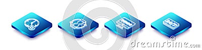 Set Isometric line Clock delete, Old hourglass, on monitor and 24 hours icon. Vector Vector Illustration