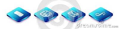 Set Isometric line Retro flip clock, Calendar, New, email incoming message and Music note, tone icon. Vector Vector Illustration