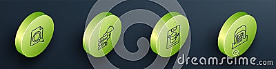 Set Isometric line Search concept with folder, Network cloud connection, Server, Data, Web Hosting and Hangar servers Stock Photo